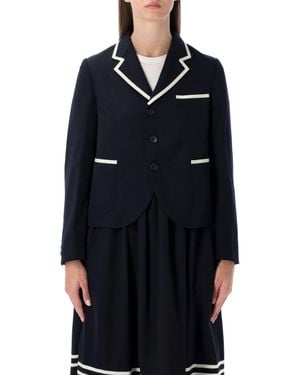 Comme des Garçons Wool Blazer With Contrast Trim - Blue
