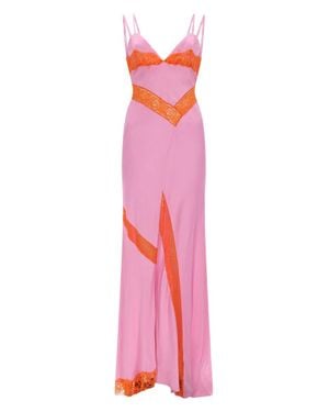 MSGM Lace-Trim Dress Acetate - Pink