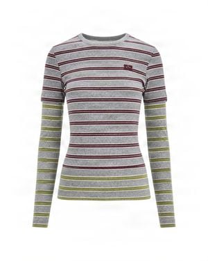 Ganni Long-Sleeve Top - Gray
