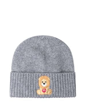 MC2 Saint Barth Elegant Wool Blend Hat With Leone Detail - Gray