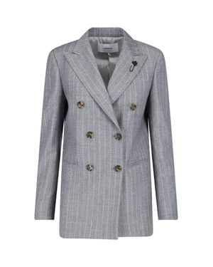 Lardini Double-Breasted Pinstripe Blazer - Gray