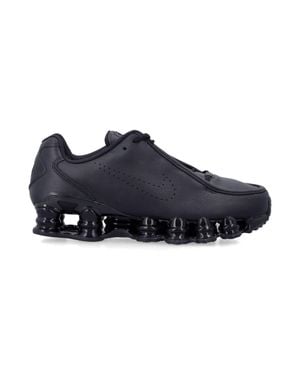 Nike Shox Tl Se Premium Leather Sneakers With Perforated Swoosh & Full-Length Cushioning - Blue