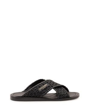Dolce & Gabbana Raffia Detail Sandal - Black