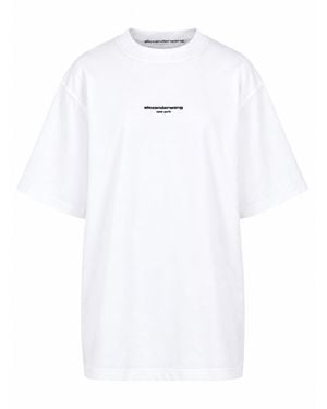 Alexander Wang Logo Crew Neck Cotton T-Shirt With Oversized Fit And Voluminous Sleeves - White