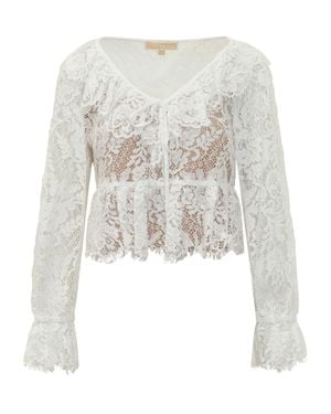 MICHAEL Michael Kors Elegant Long Sleeve Pizzo Top - White
