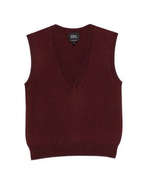 A.P.C. A. P.C. V-Neck Ribbed-Hem Virgin Wool Sweater - Purple