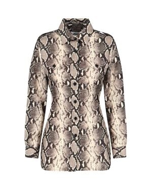 Duran Lantink Snake-Print Button-Front Shirt Dress - White