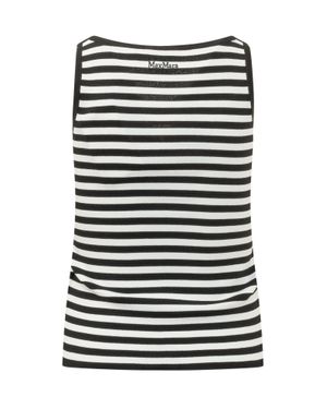 Max Mara Pure Ribbed Mini Tank Top With Round Neckline - Black