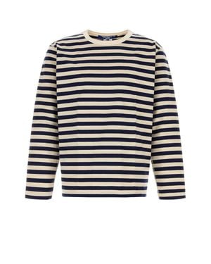 Junya Watanabe Embroidered Cotton T-Shirt With Striped Detail For - Black