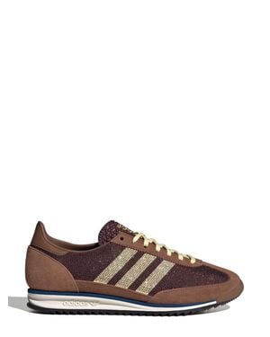 adidas Suede Lace-Up Sneaker With Rhinestone Burgundy & Accents - Brown