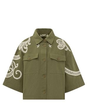 Weekend by Maxmara Embellished Button-Front Jacket With Embroidery - Green