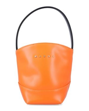 Marni Flower Basket Handbag With Logo - Orange