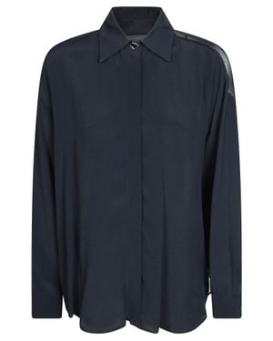 Dondup Oversized Silk-Blend Crepe De Chine Shirt - Blue