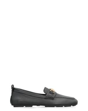 Versace Pebbled Calfskin Driver Loafers Calfskin; Goatskin - Black