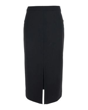 Jucca High-Waist Wool-Blend Skirt With Front And Back Slits - Black
