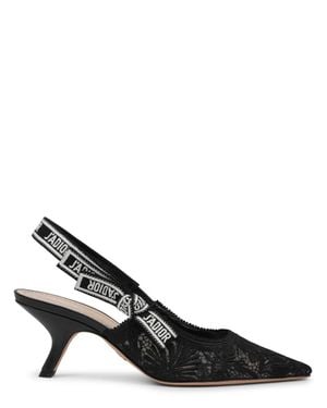 Dior Cotton And Lambskin Logo Flats For - Black