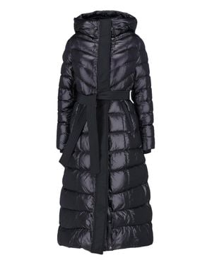 Mackage Long Hooded Belted Puffer Coat - Blue