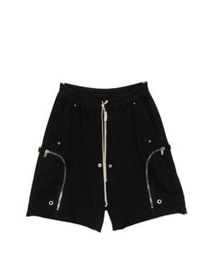 Rick Owens Cotton Shorts With Drawstring Waist And Zip Pockets - Black