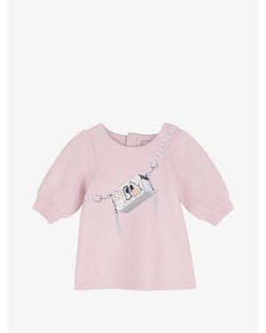 Marc Jacobs Kids Flared Sweatshirt Dress With Handbag Print - Pink