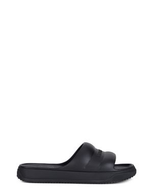 Moncler Slippers With Embossed Logo - Black