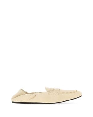 Miu Miu Ivory Suede Loafers - White