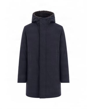Herno Hooded Long Parka Coat - Blue