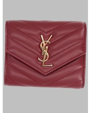 Saint Laurent Multi-Fold Mini Wallet - Red