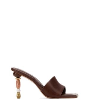 Cult Gaia Leather Mahina Heels - Brown