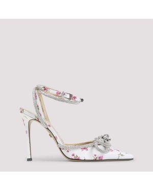 Mach & Mach Double Bow Satin High Heels Sandals - White