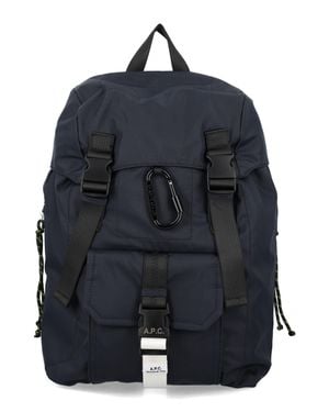 A.P.C. A. P.C. Trek Backpack With Drawstring Closure, Zip Pockets, Snap Hook Detail (43Cm X 27Cm X 14Cm) - Blue