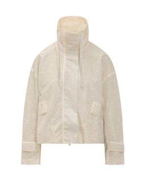 Pinko Chic Mini Blouson With Zip And Drawstring - Natural