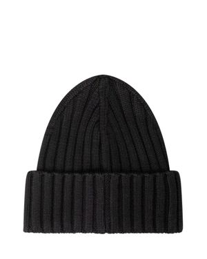 Moncler Signature Logo Knit Hat - Black