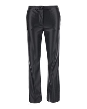 Jucca High-Waist Ecoleather Pants With Button Closure - Gray