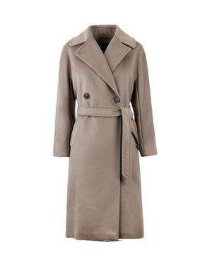 Max Mara Double-Breasted Belted Wool Coat - Natural