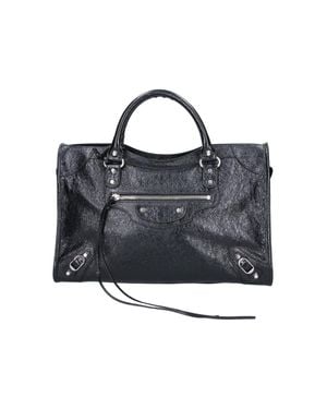 Balenciaga Structured Lamb Leather Mini Bag With Plexiglass Hardware - Black