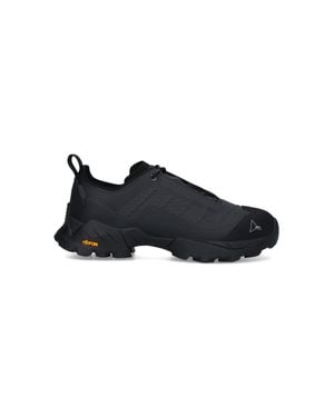 ROA Tech Sneaker With Calf Leather & Rubber Sole - Black