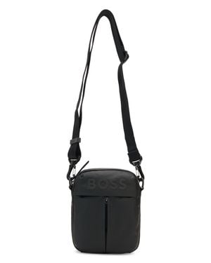 BOSS Mini Shoulder Handbag With Zip Closure - Black