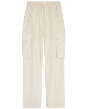 Phoebe Philo Silk Cargo Pants - Natural