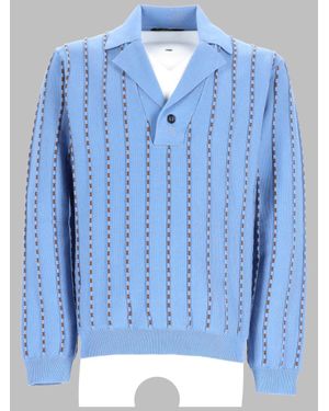 Fendi 100% Cotton Polo Sweater - Blue
