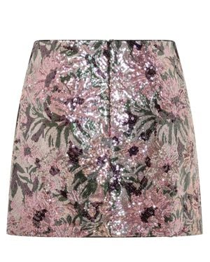 Self-Portrait Mini Skirt With Floral Embroidery - Multicolor