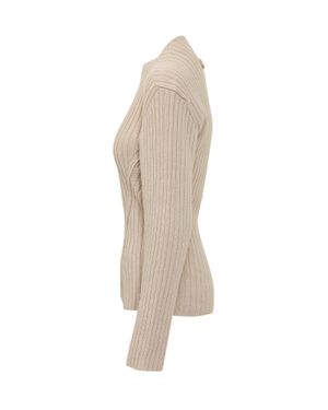 Victoria Beckham Mini Rib Sweater Dress - Natural