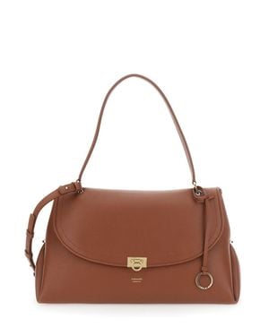 Ferragamo Inspired 100% Calf Leather Shoulder Handbag For - Brown