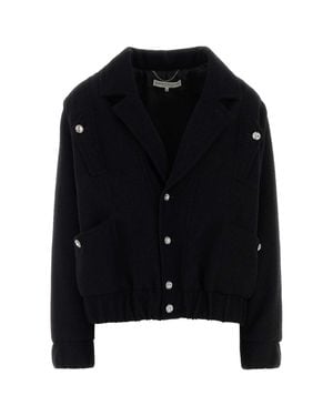 Alessandra Rich Boucle Loop Oversized Bomber Jacket - Black