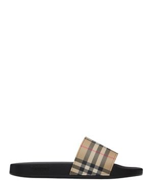 Burberry Fashionable Sandals With Embossed Lettering And Contoured Insole - Natural