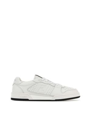 Fendi Vite Llo Leather Logo Sneakers - White