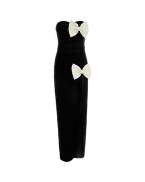 Alessandra Rich Velvet Evening Dress With Bows - Black
