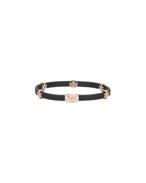 Tory Burch Logo Charm Leather Bracelet - White