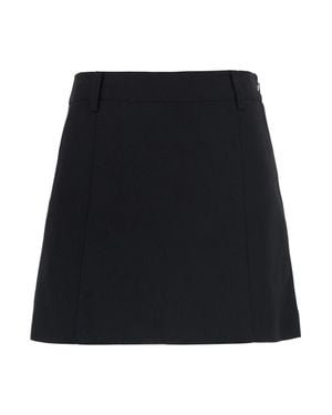 DUNST Mini Skirt With Elegant Mixed-Fabric Details - Black