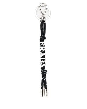 Prada Black Fabric Key Ring - Multicolor