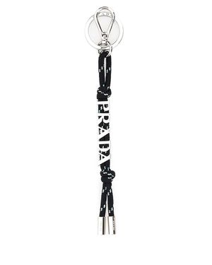 Prada Black Fabric Key Ring - Multicolor